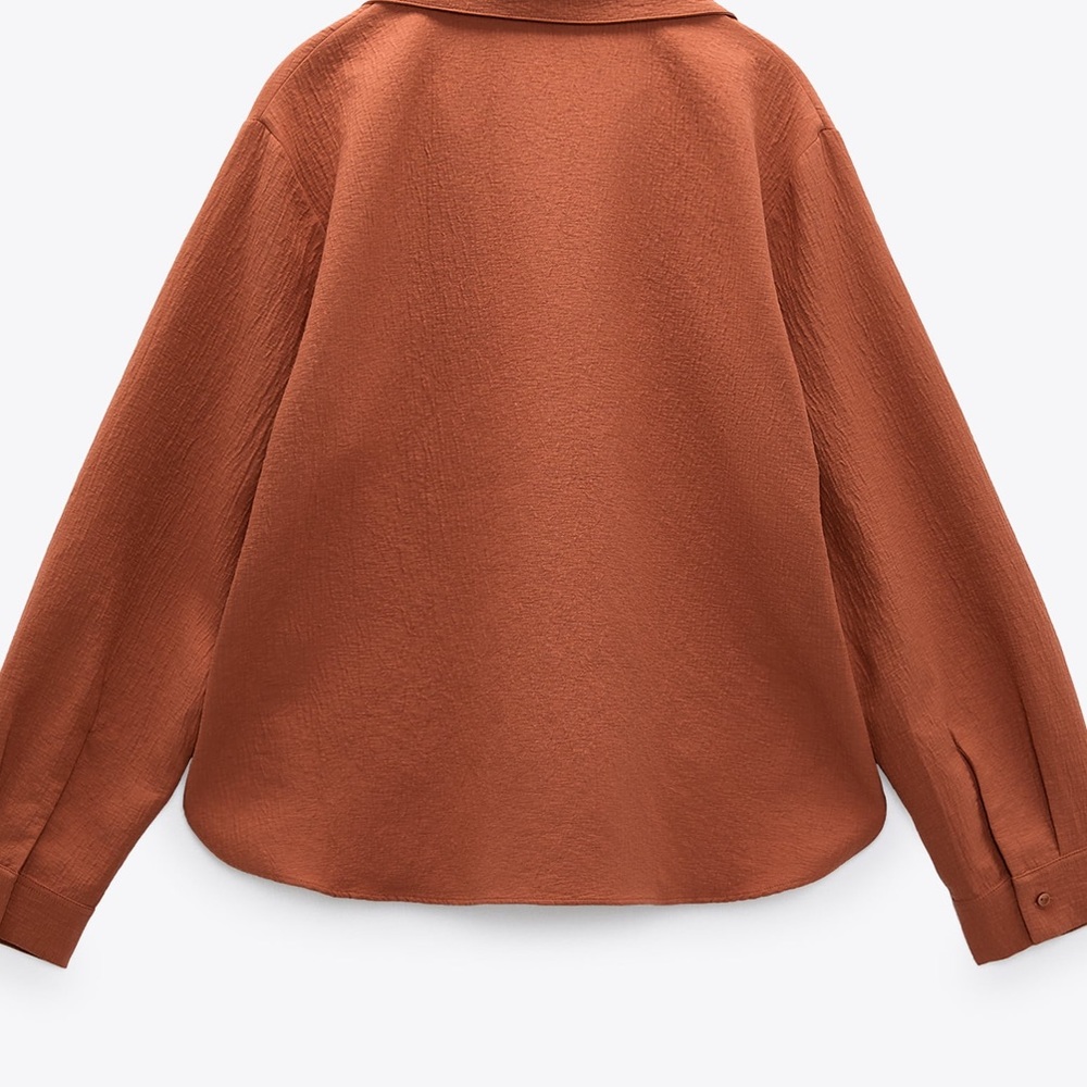 New Zara crepe tie blouse sz xs burnt rust Host pick! - Picture 3 of 4